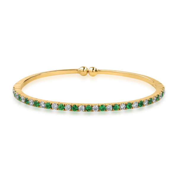 Bratara din aur galben cu tsavorite de 1.19ct si diamante de 1.05ct