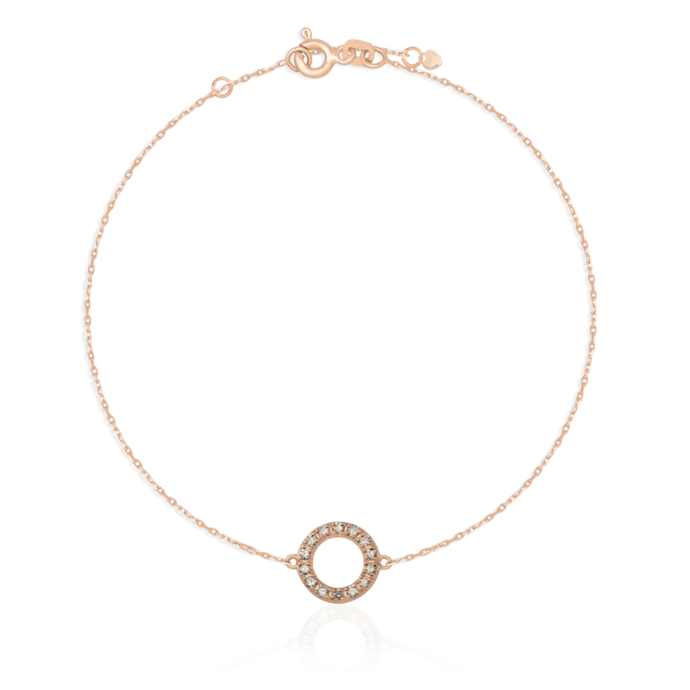 Bratara din aur roz cu pandantiv cerc si diamante de 0.1ct