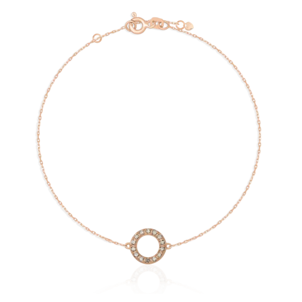 Bratara din aur roz cu pandantiv cerc si diamante de 0.1ct