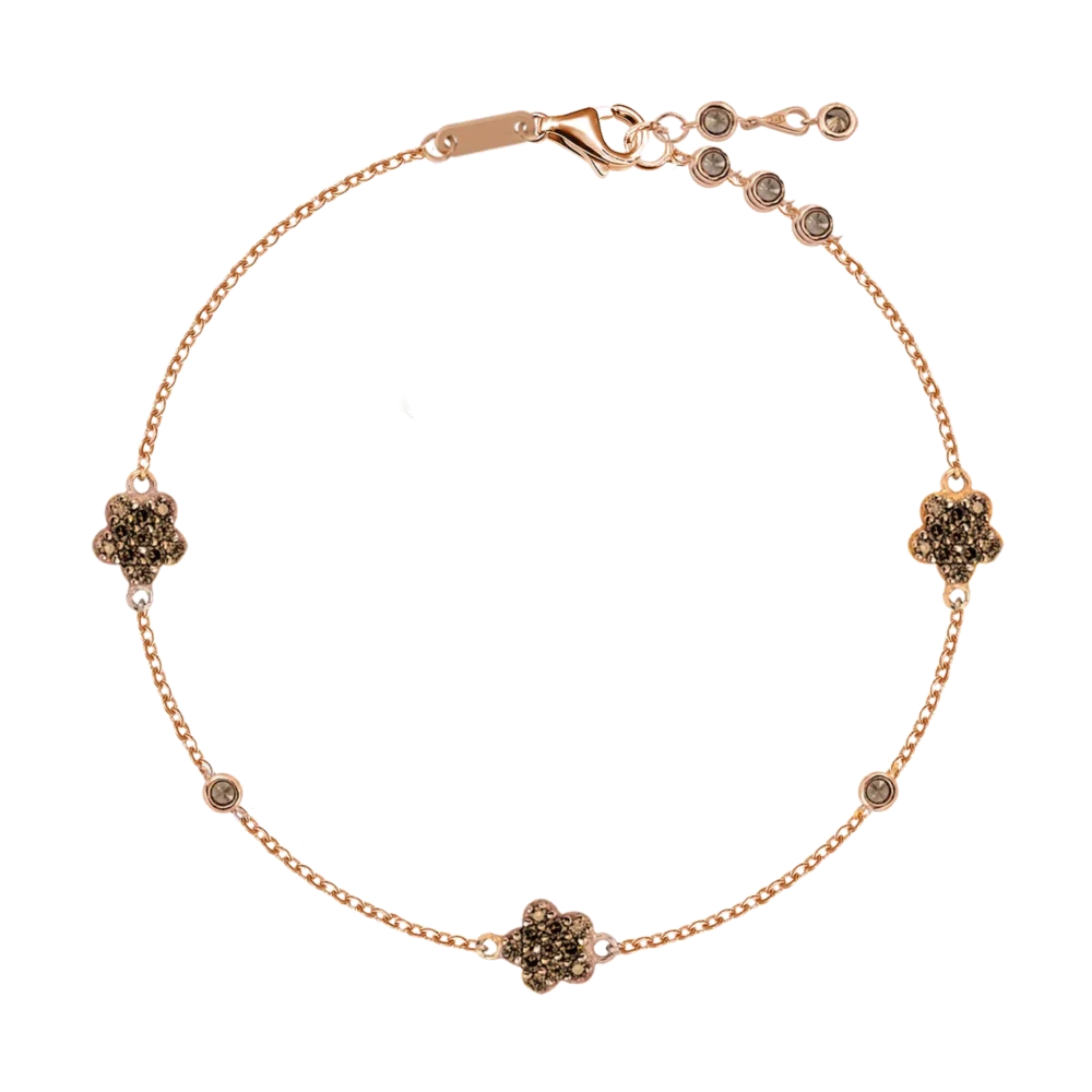 Bratara din aur roz cu pandantive floare