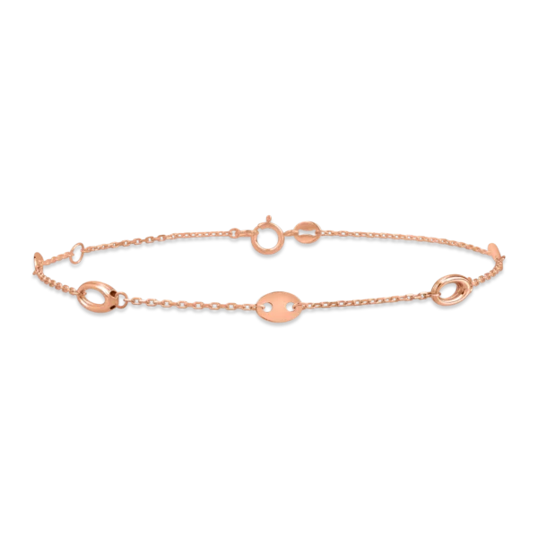 Bratara din aur roz cu pandantive geometrice