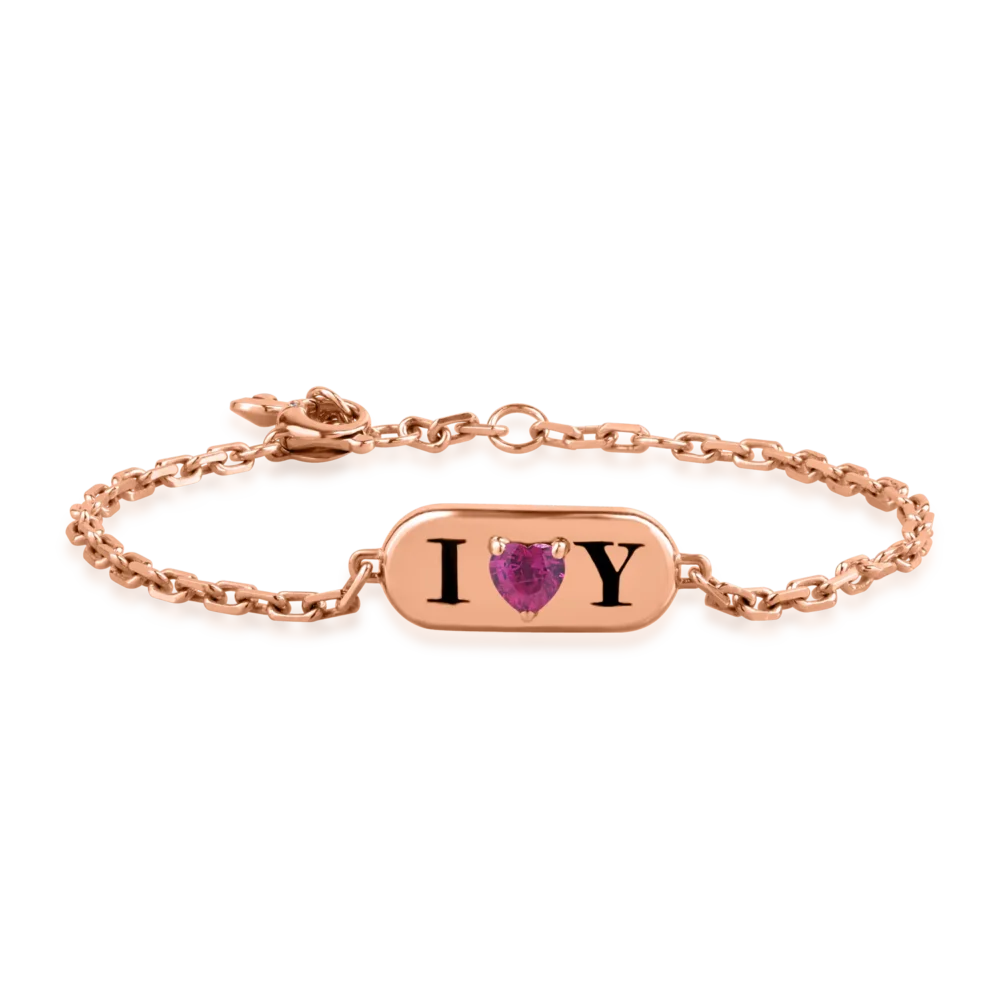 Bratara din aur roz cu rubin heart de 0.49ct