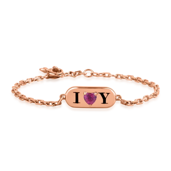 Bratara din aur roz cu rubin heart de 0.49ct