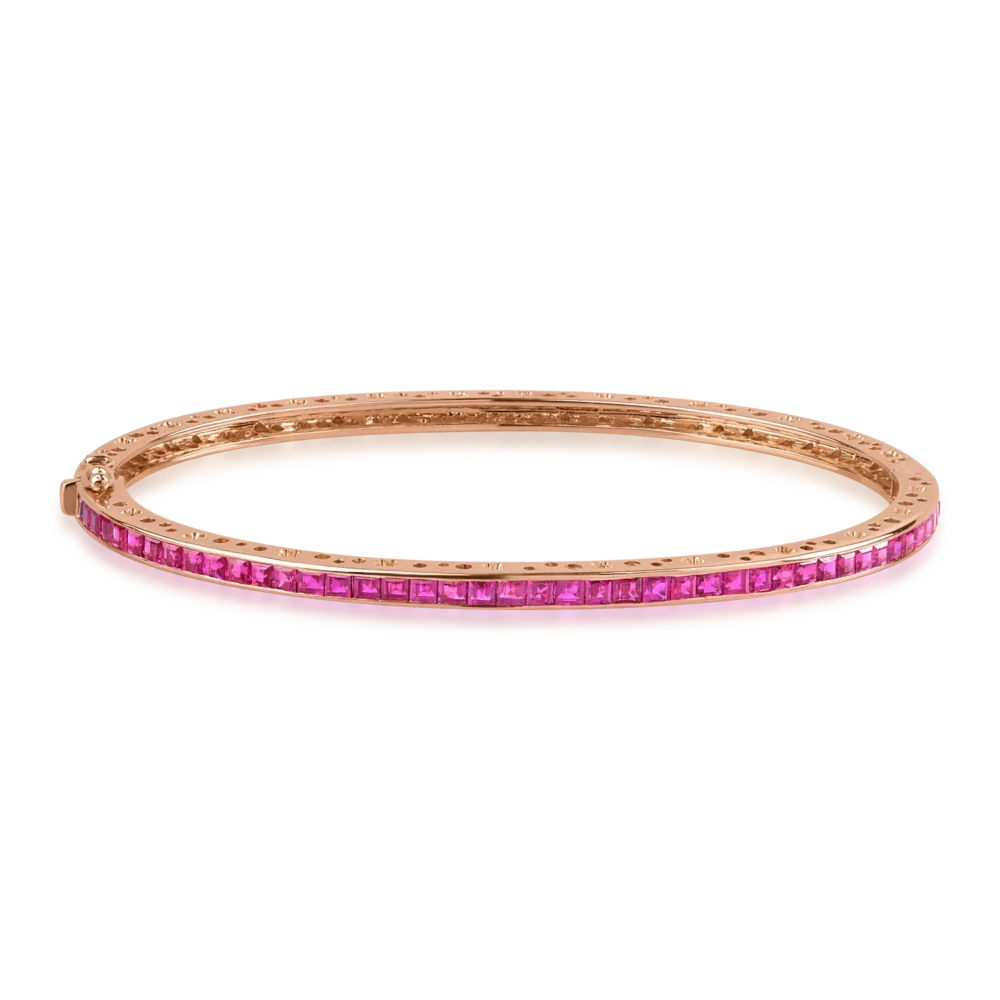 Bratara din aur roz cu rubine square de 3.25ct