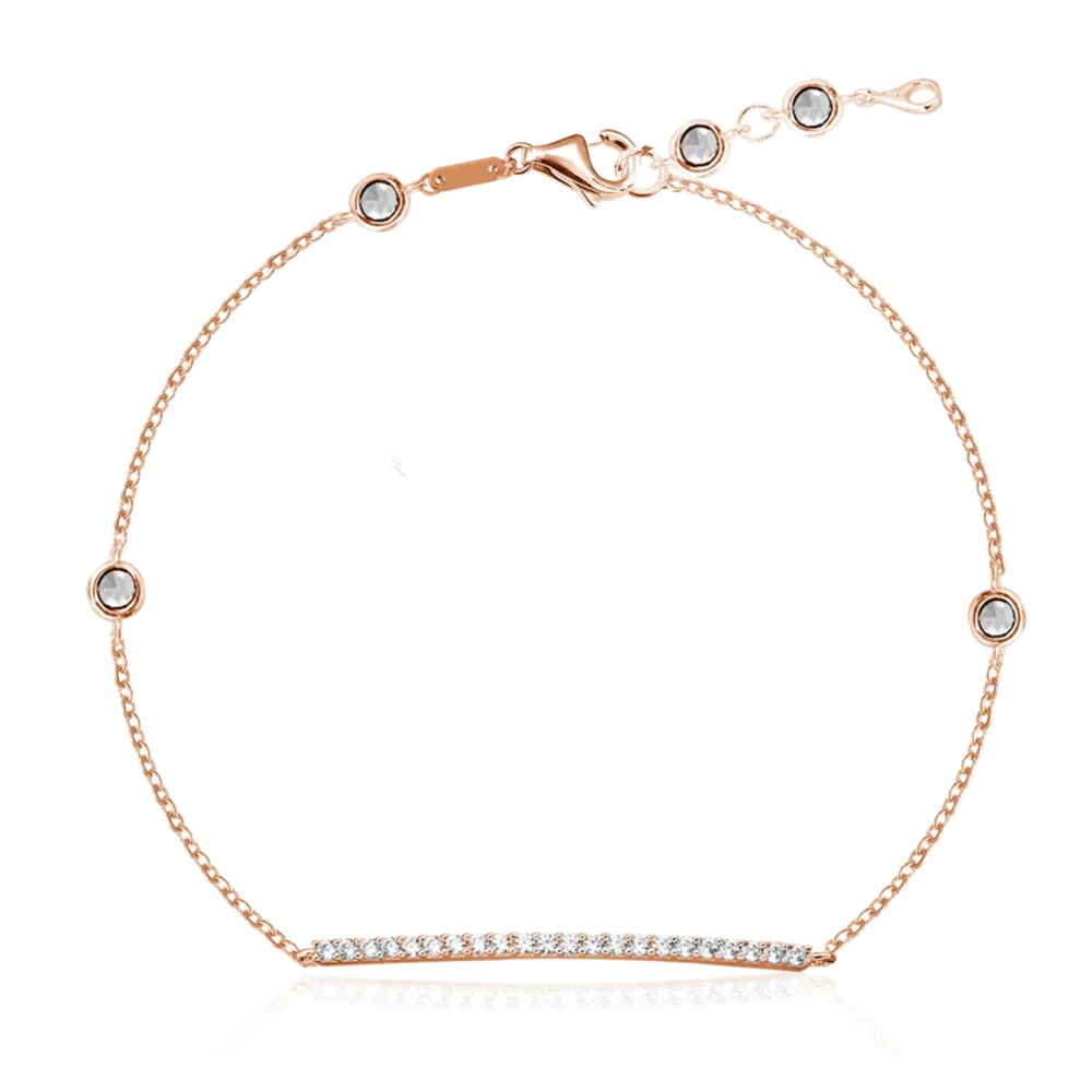 Bratara din aur roz cu zirconia pave