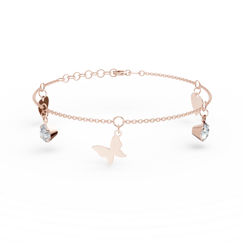 Bratara din aur roz cu zirconii