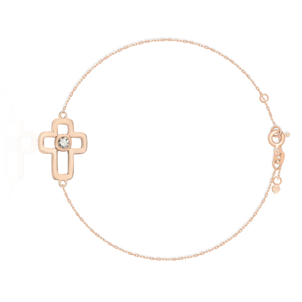 Bratara din aur roz cu diamant de 0.06ct