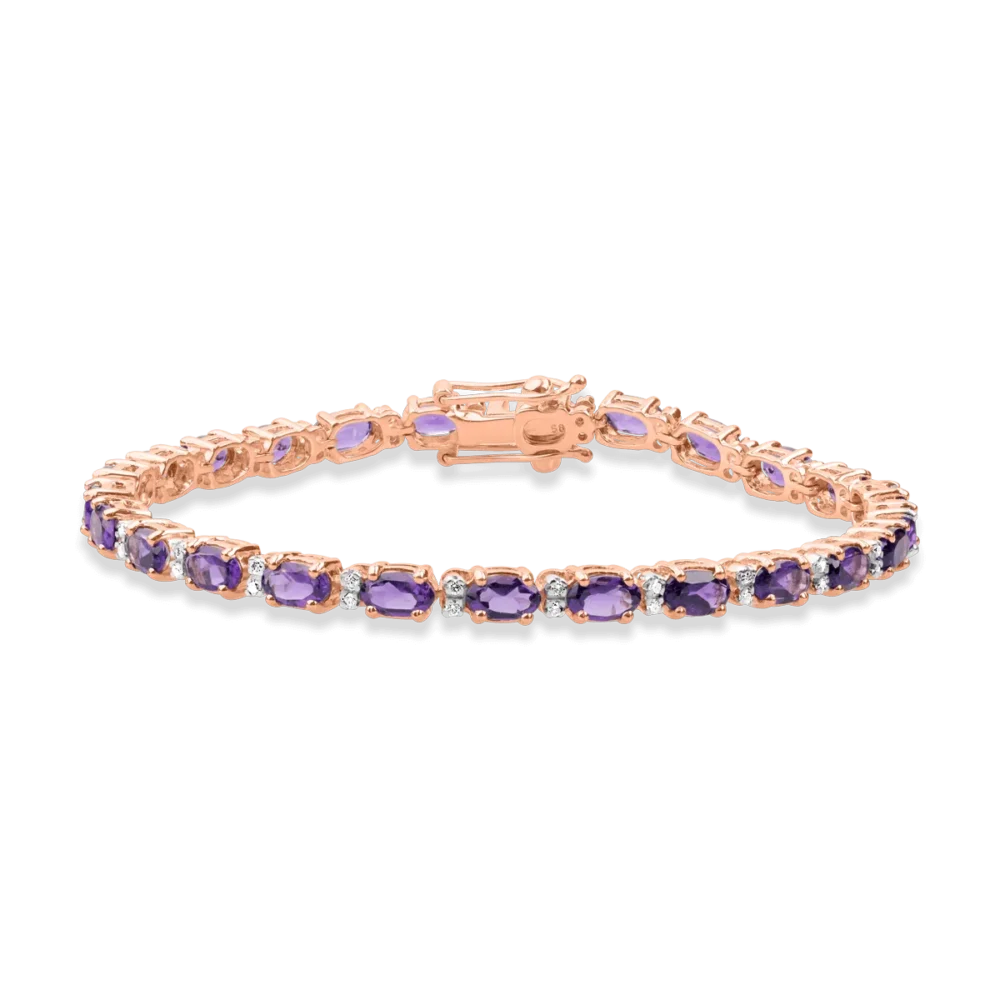 Bratara din aur roz cu ametiste ovale de 4.97ct si diamante de 0.25ct