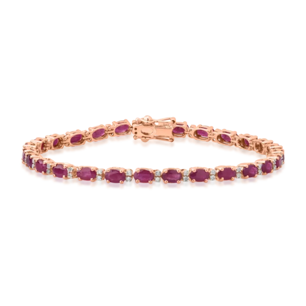 Bratara din aur roz cu rubine ovale de 7.37ct si diamante de 0.25ct
