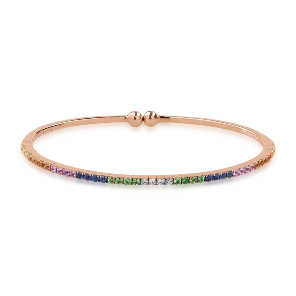 Bratara din aur roz cu safire multicolore de 1.24ct si diamante de 0.09ct