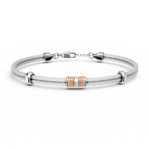 Bratara din otel alb-roz cu diamant de 0.002ct pentru barbati