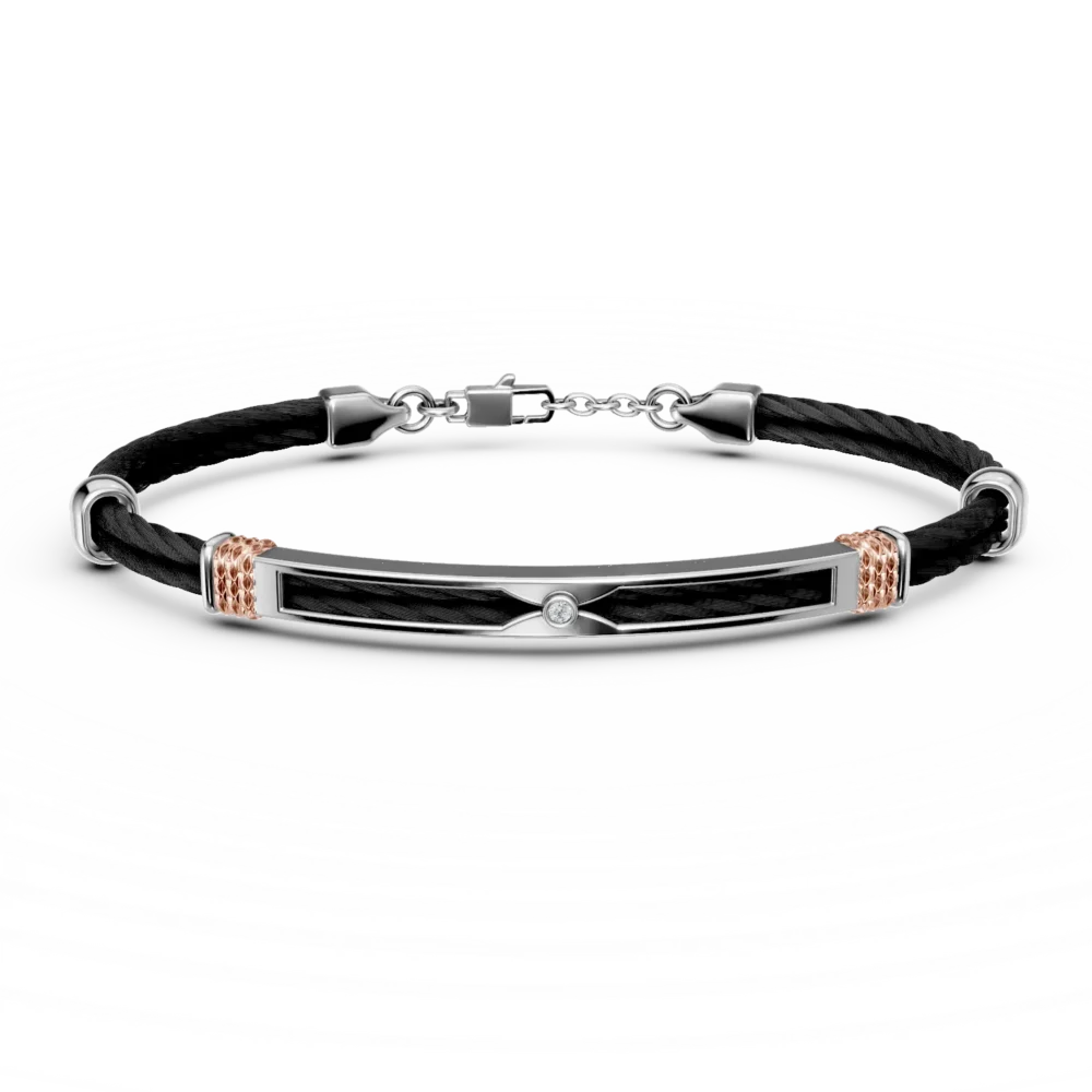 Bratara din otel cu diamant de 0.015ct pentru barbati