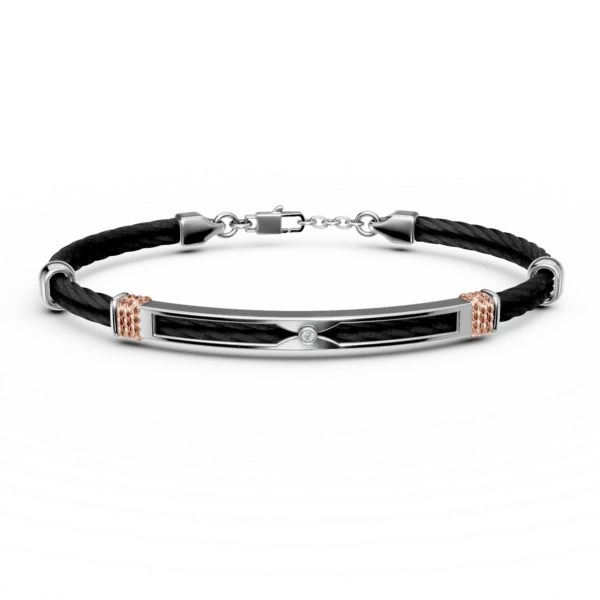 Bratara din otel cu diamant de 0.015ct pentru barbati