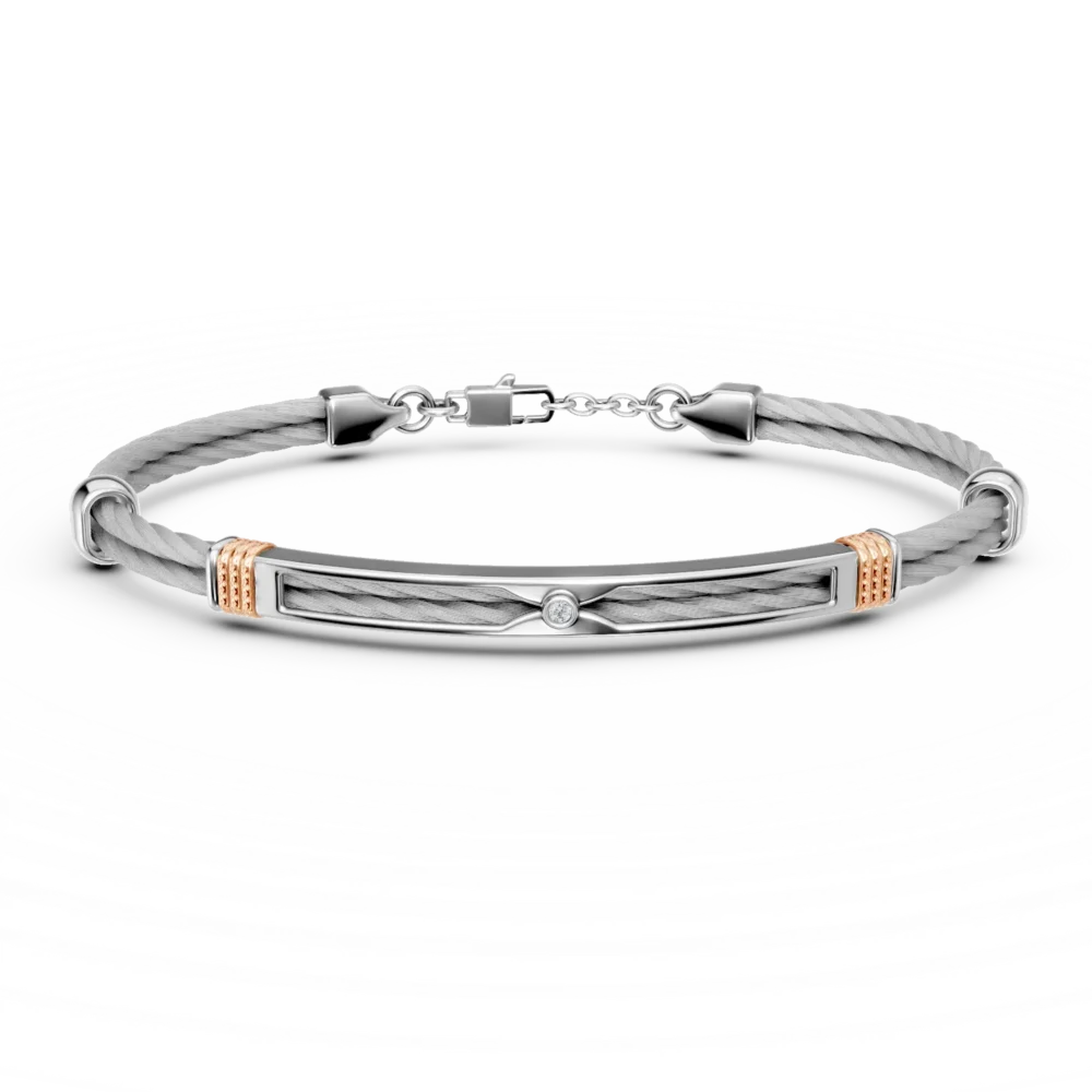 Bratara din otel cu diamant de 0.015ct pentru barbati