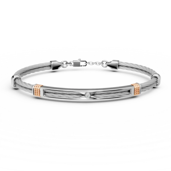 Bratara din otel cu diamant de 0.015ct pentru barbati