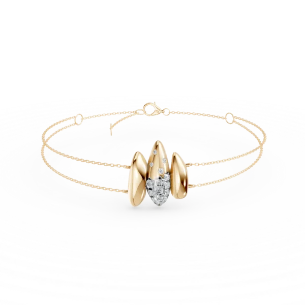 Bratara dubla cu pandantiv din aur galben cu diamante de 0.1ct