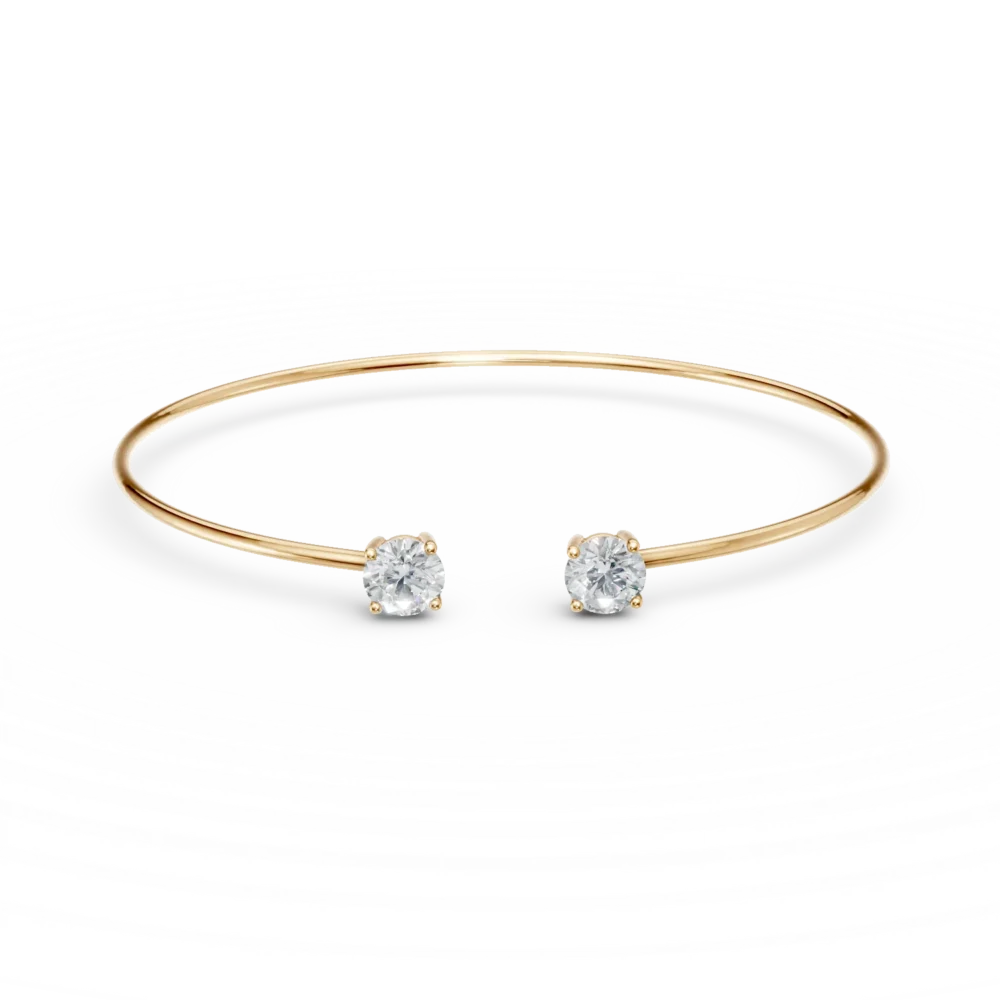 Bratara fixa deschisa din aur galben cu zirconii