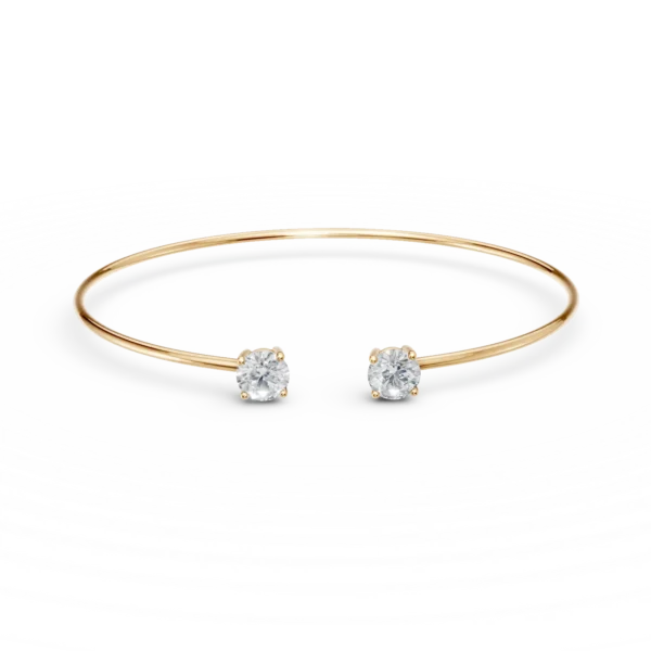 Bratara fixa deschisa din aur galben cu zirconii