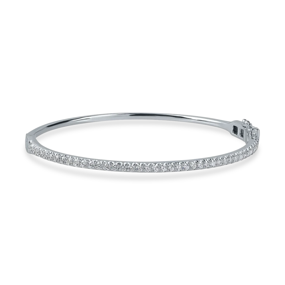 Bratara fixa din aur alb cu diamante de 0.8ct