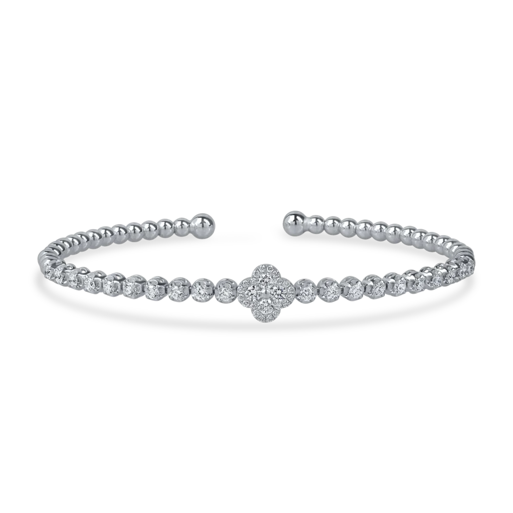 Bratara fixa din aur alb cu diamante de 0.8ct