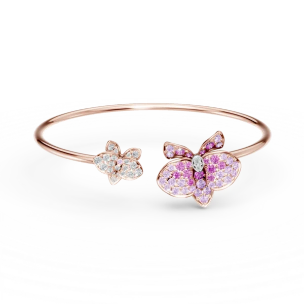 Bratara fixa din aur roz cu safire roz de 0.9ct si diamante de 0.2ct