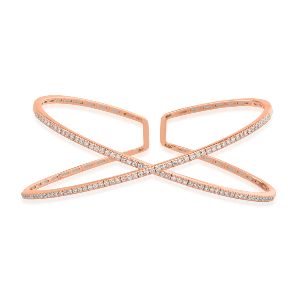 Bratara fixa din aur roz cu diamante de 0.87ct