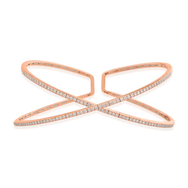 Bratara fixa din aur roz cu diamante de 0.87ct