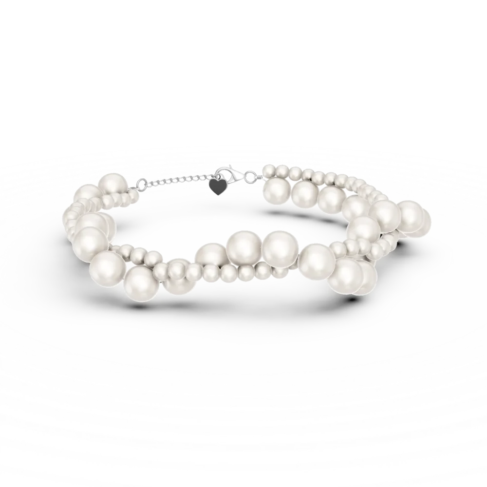 Bratara impletita din aur alb cu perle de cultura