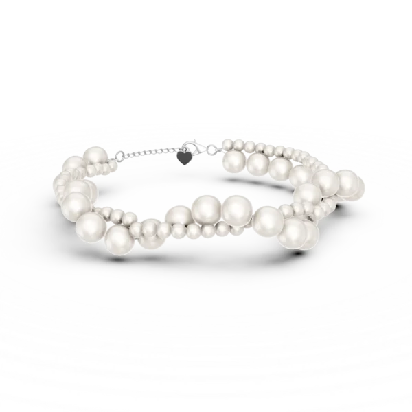 Bratara impletita din aur alb cu perle de cultura