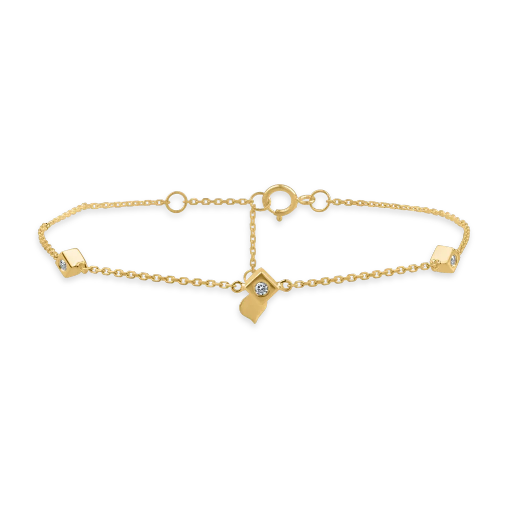 Bratara minimalista din aur galben cu diamante de 0.092ct