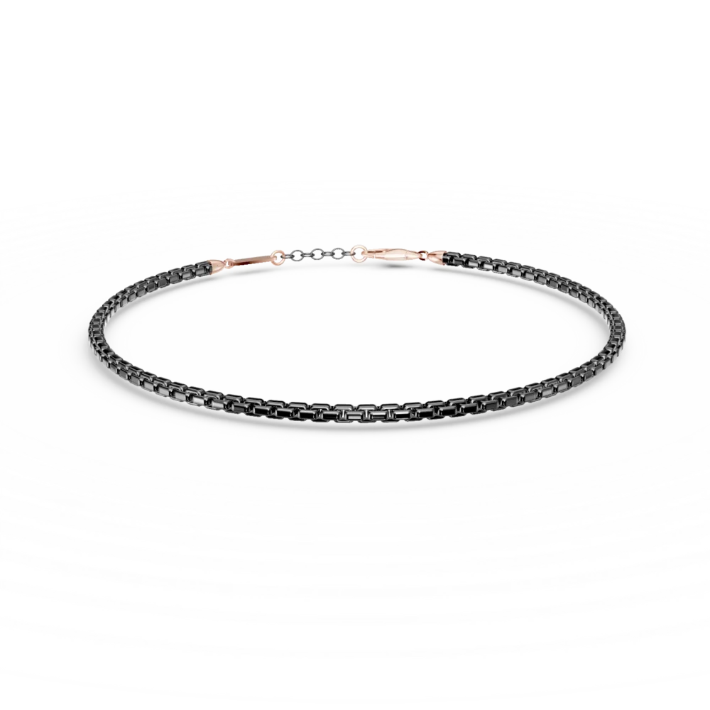 Bratara pentru barbati din aur roz-negru