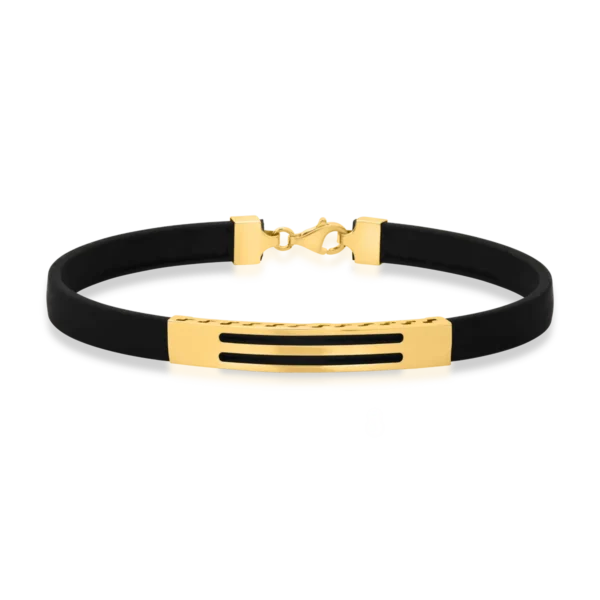 Bratara pentru barbati din silicon cu placuta aur galben