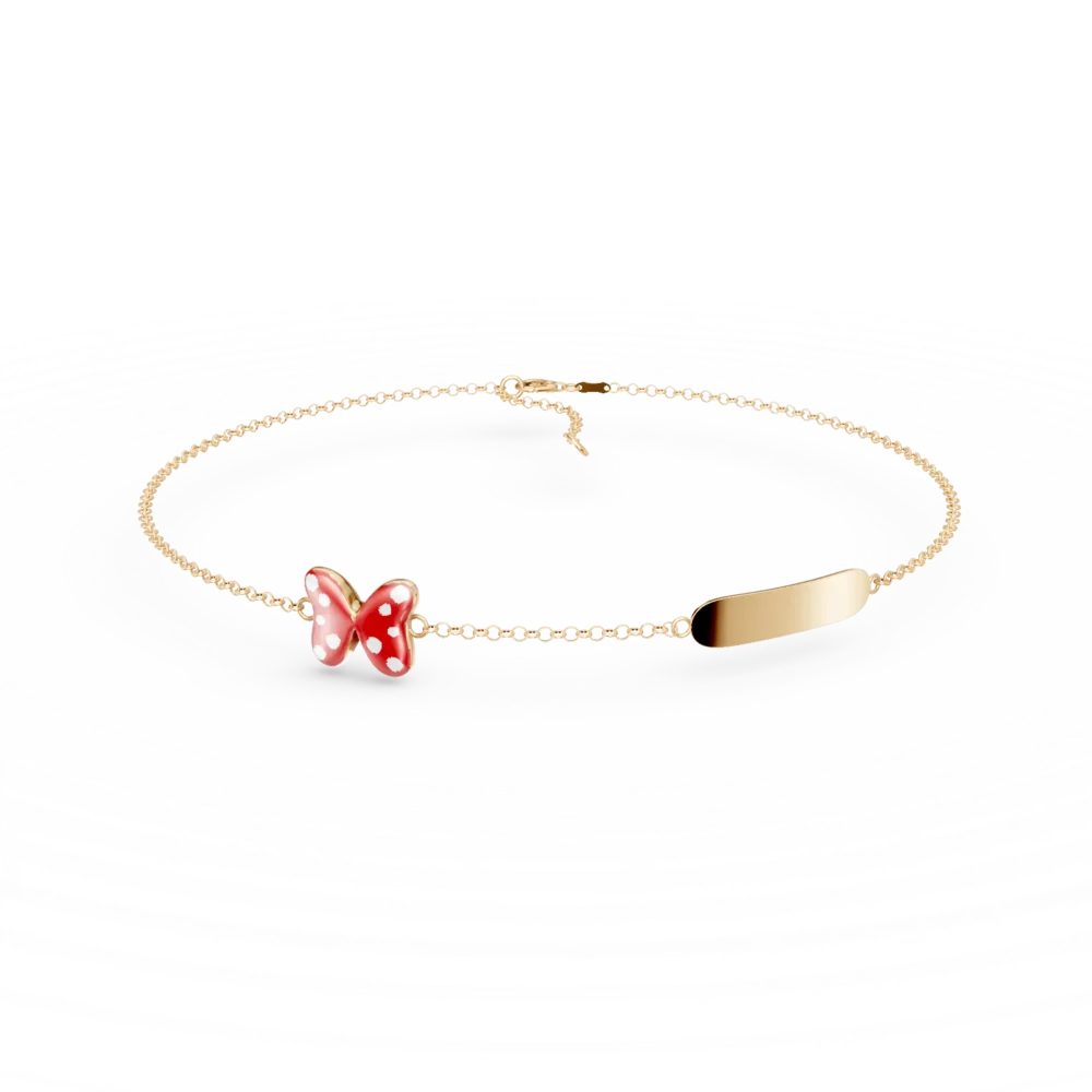 Bratara pentru copii cu fundita din aur galben