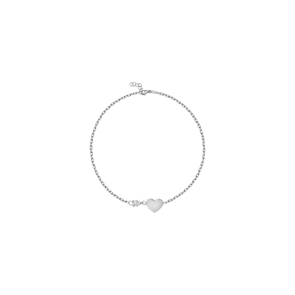 Bratara pentru copii cu inimioara din aur alb cu diamant de 0.02ct