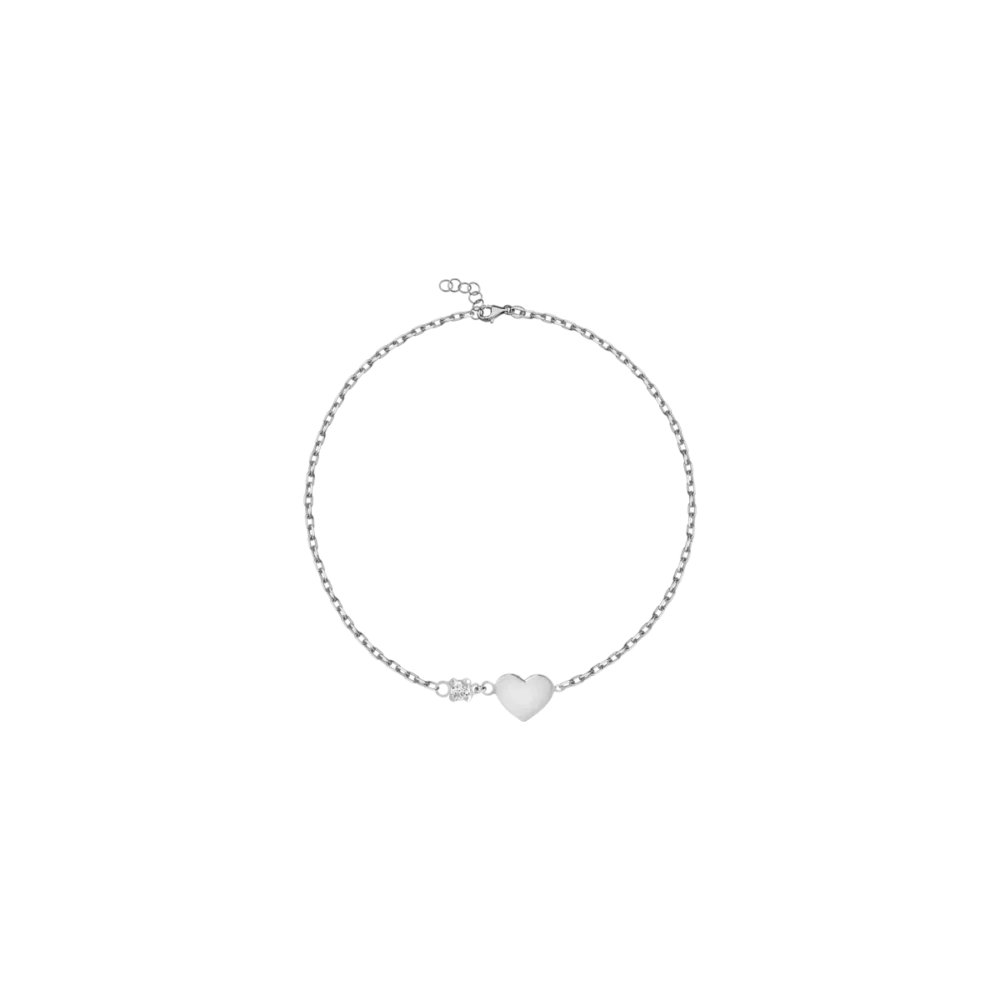 Bratara pentru copii cu inimioara din aur alb si diamant de 0.02ct