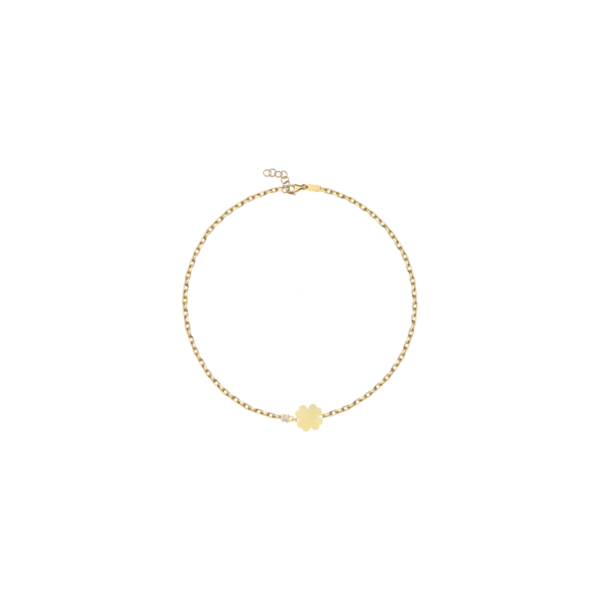 Bratara pentru copii cu trifoi din aur alb cu diamant de 0.02ct