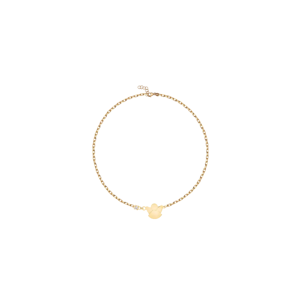 Bratara pentru copii din aur galben cu ingeras si diamant de 0.02ct