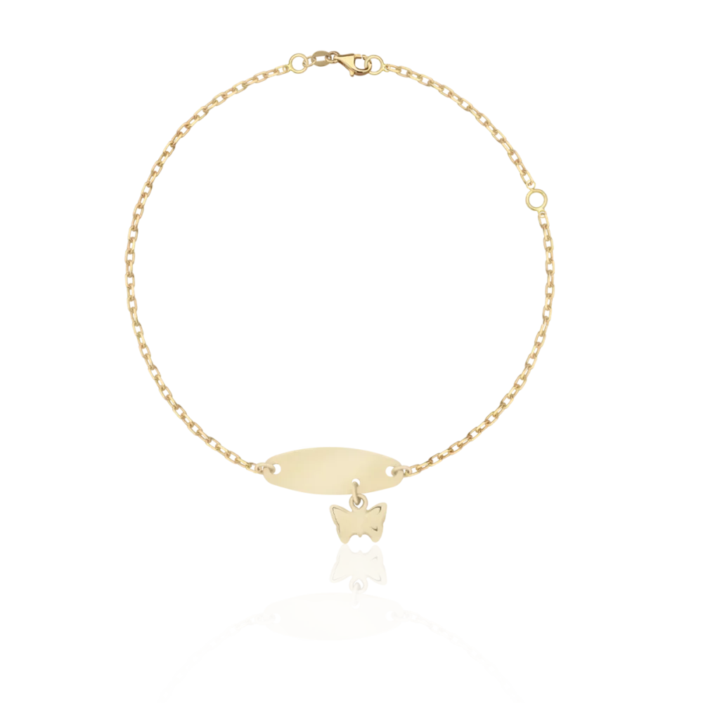 Bratara din aur galben de fetite cu placuta de gravare