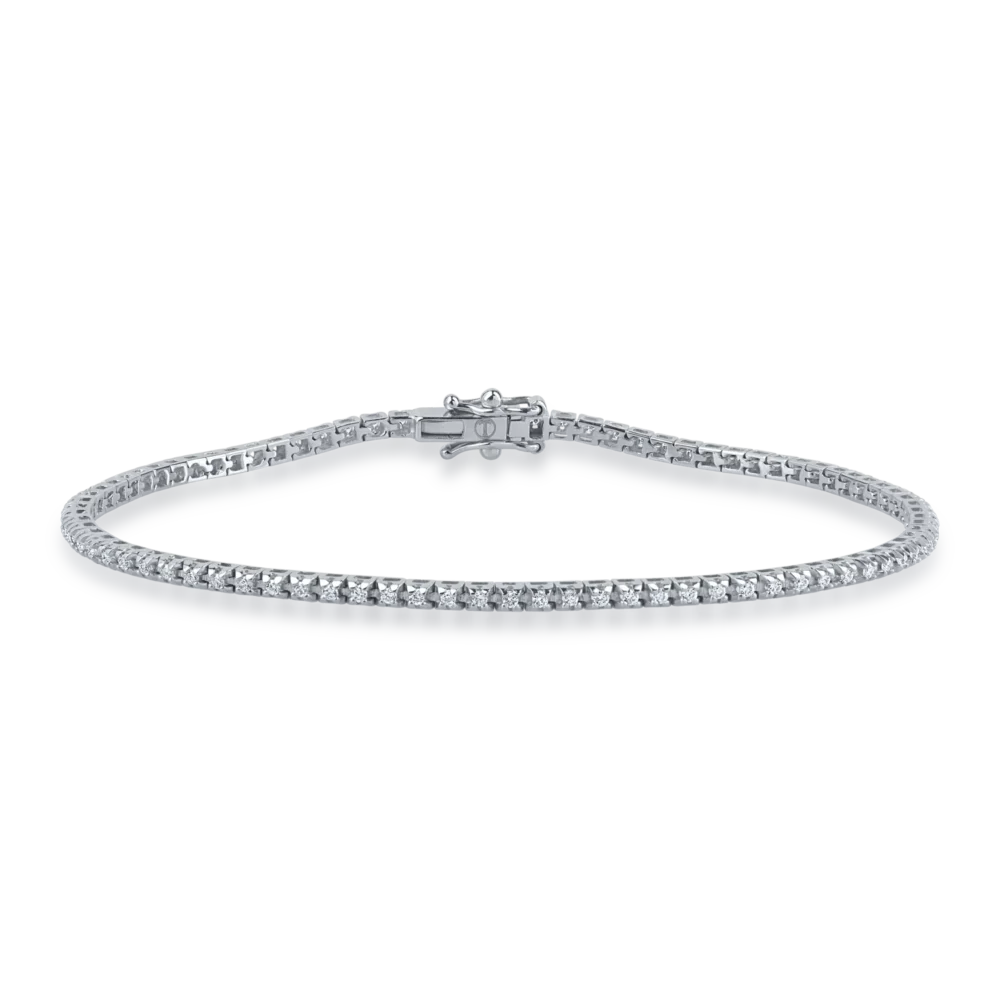 Bratara tennis din aur alb cu diamante de 0.48ct