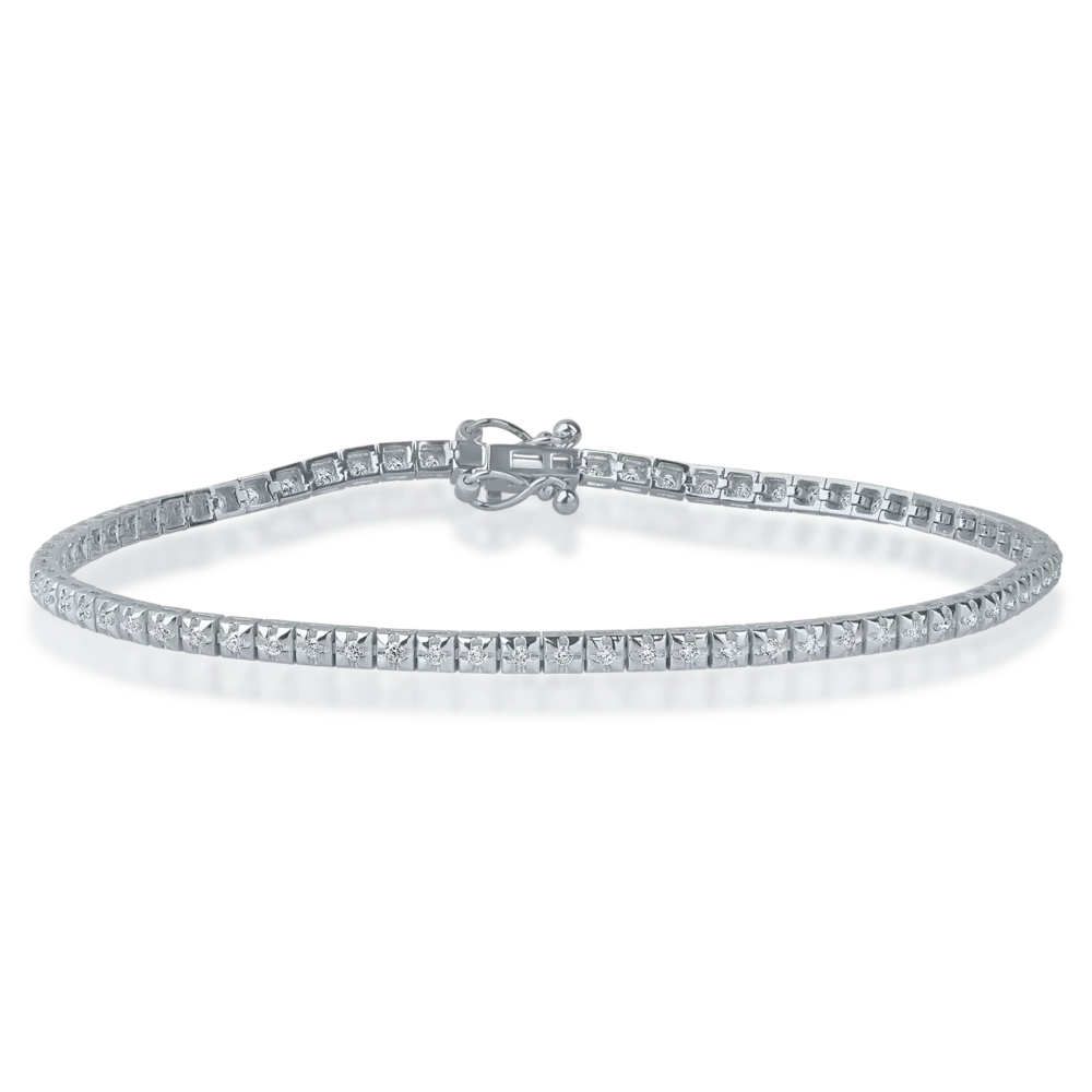 Bratara tennis din aur alb cu diamante de 0.5ct