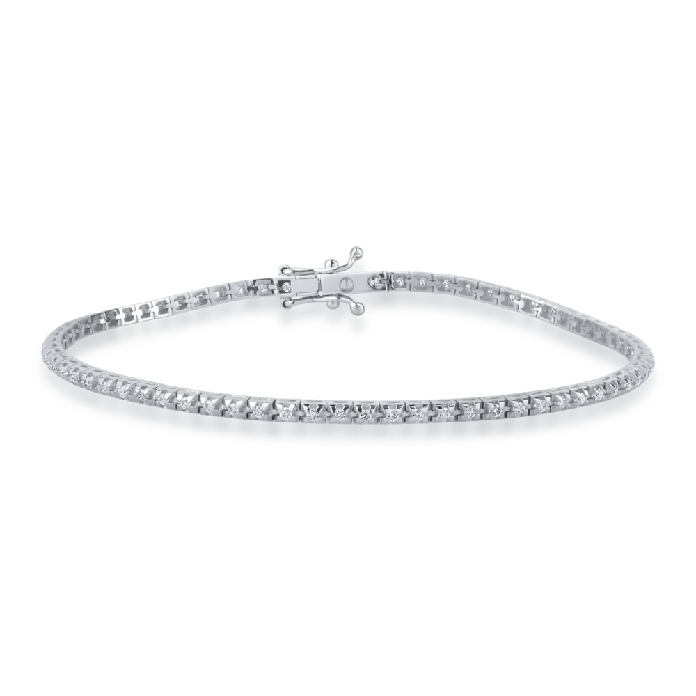 Bratara tennis din aur alb cu diamante de 0.61ct