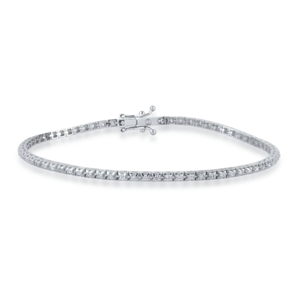Bratara tennis din aur alb cu diamante de 0.61ct