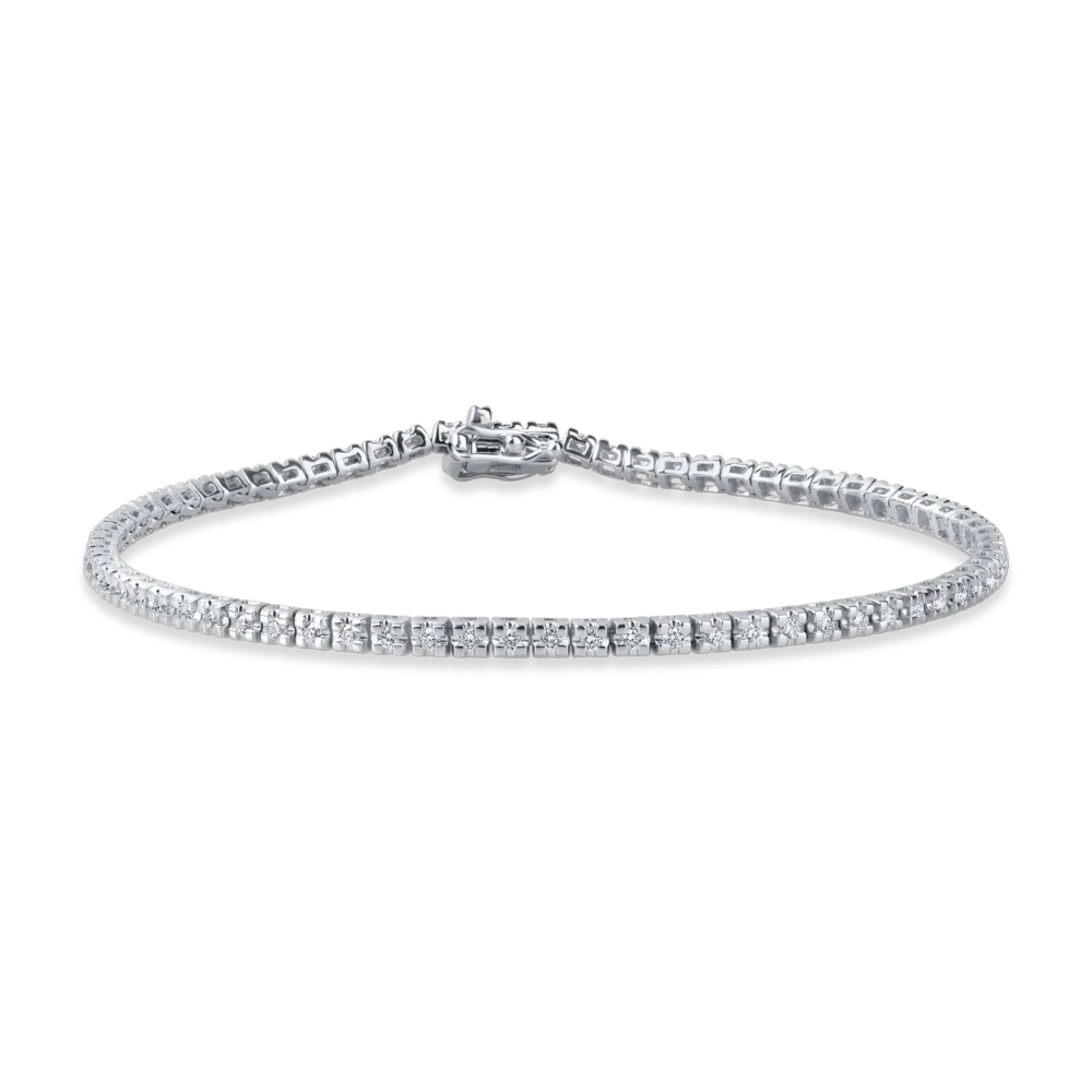 Bratara tennis din aur alb cu diamante de 0.9ct