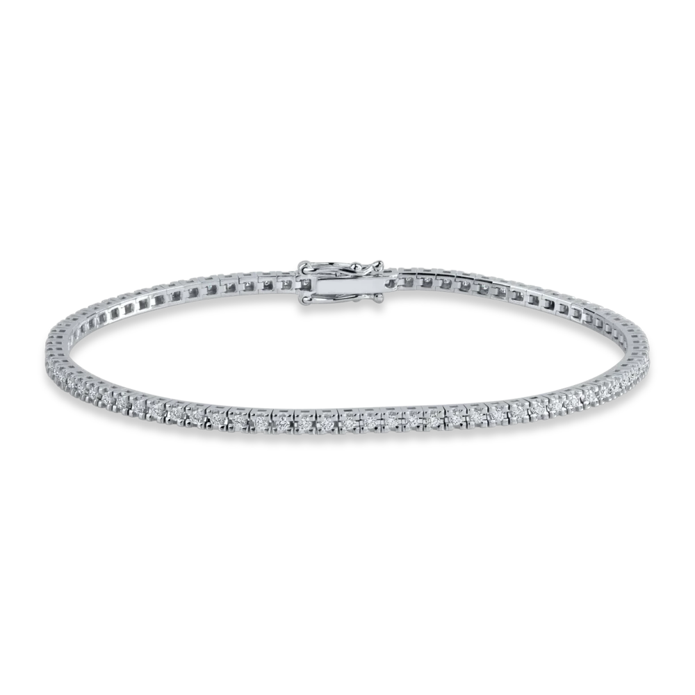 Bratara tennis din aur alb cu diamante de 1.1ct