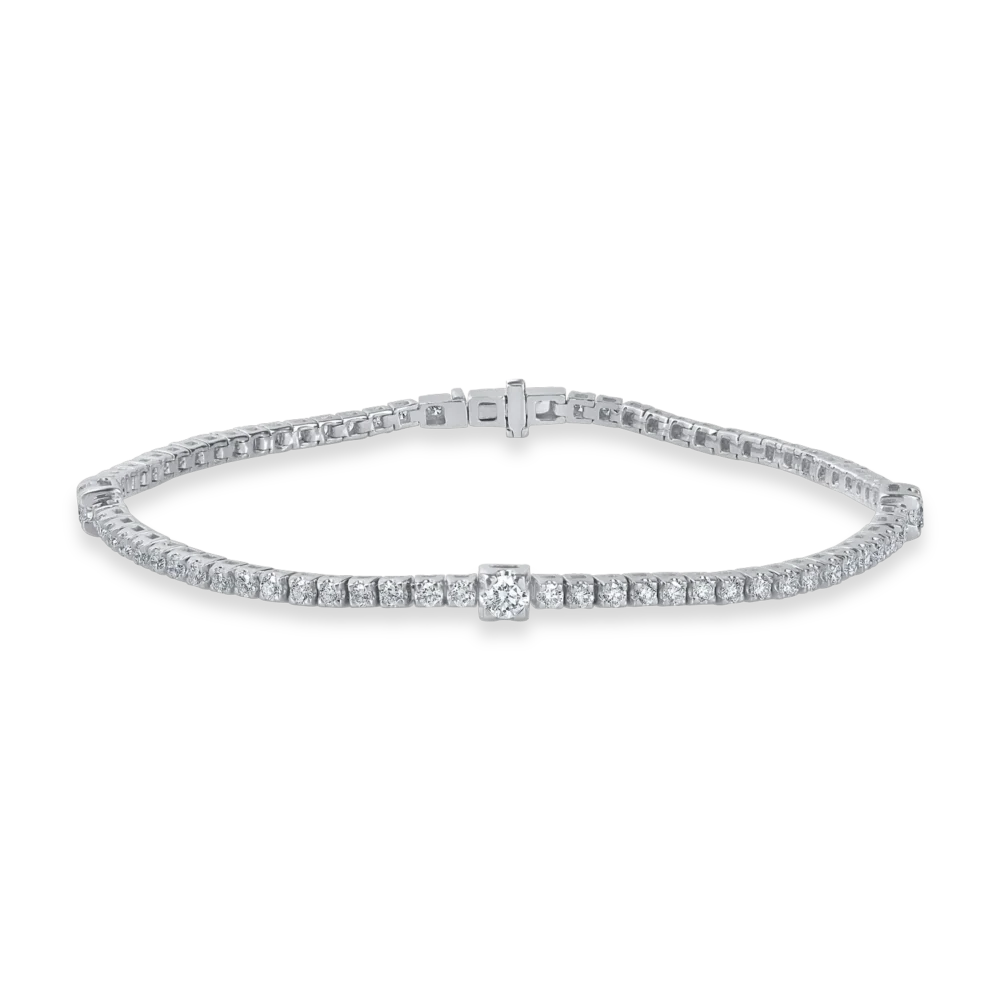 Bratara tennis din aur alb cu diamante de 1.8ct