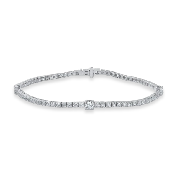 Bratara tennis din aur alb cu diamante de 1.8ct