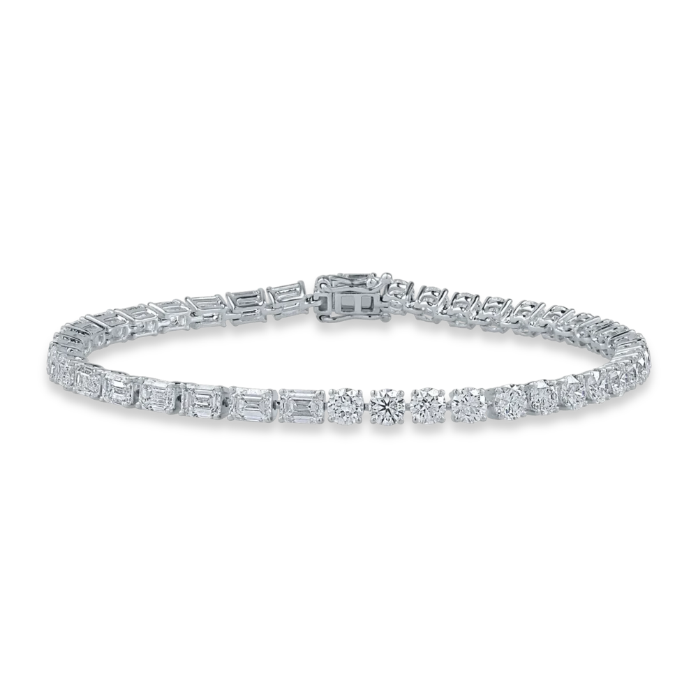 Bratara tennis din aur alb cu diamante emerald si rotunde de 7.86ct