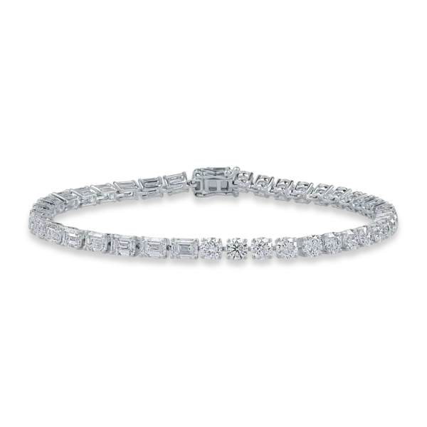 Bratara tennis din aur alb cu diamante emerald si rotunde de 7.86ct