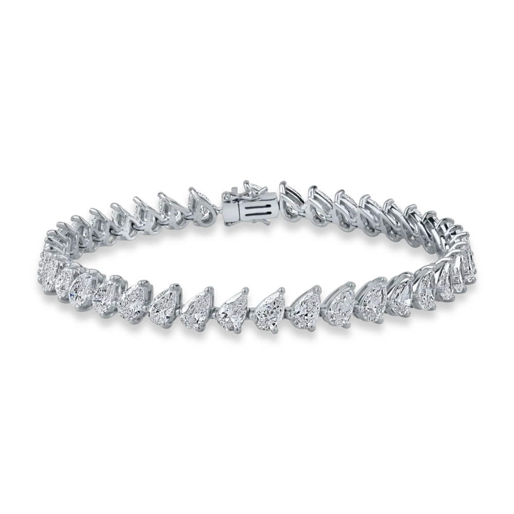 Bratara tennis din aur alb cu diamante pear de 9.57ct