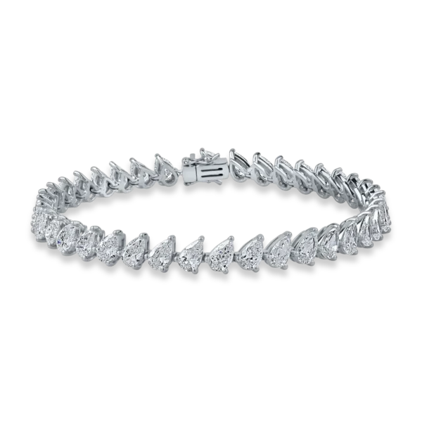 Bratara tennis din aur alb cu diamante pear de 9.57ct